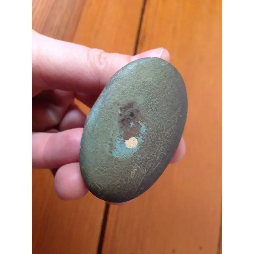 Vintage Antique Oval Turquoise Painted Wood Knob Cabinet Drawer Pull 3.5-5cm